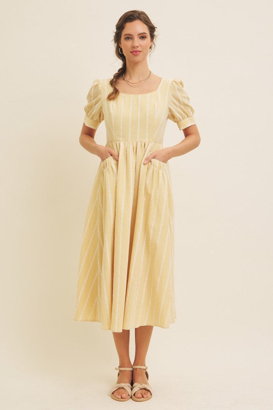 The Drew Gingham Dress in Sunflower Yellow