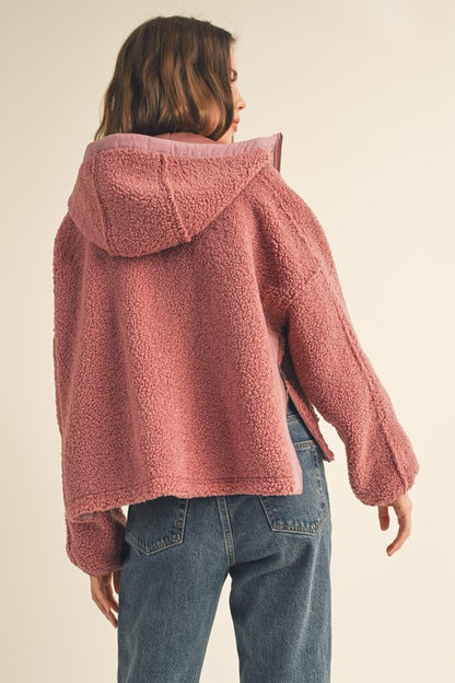 The Cecia Hooded Fleece Jacket in Rose