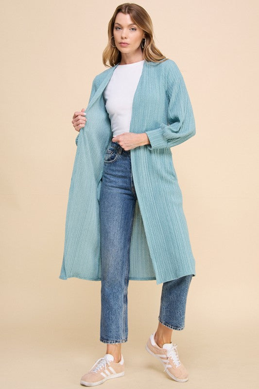 The Bria Pleated Cardigan in Teal