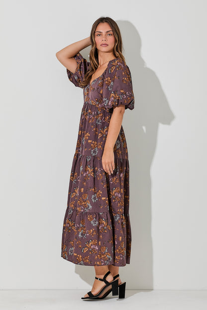 The Townsand Floral Dress in Dusty Mauve