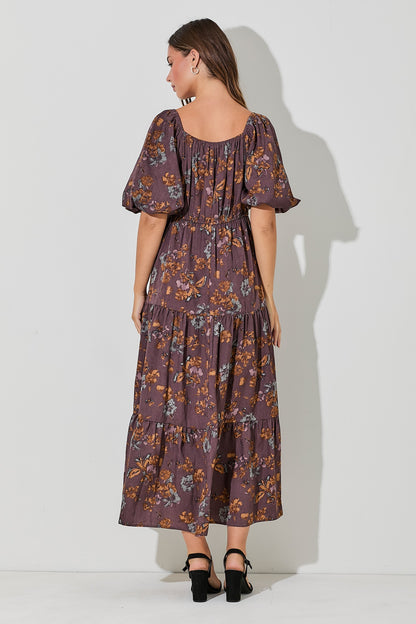 The Townsand Floral Dress in Dusty Mauve