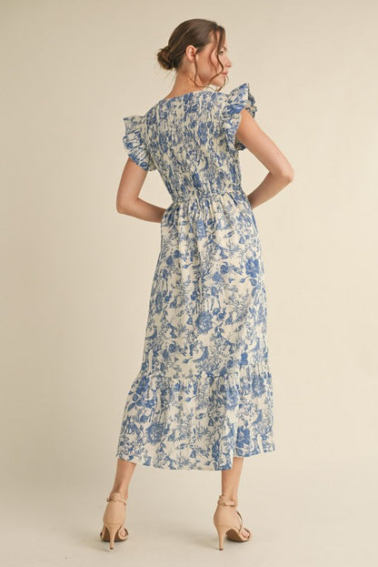 The Lulu Floral Dress in Blue