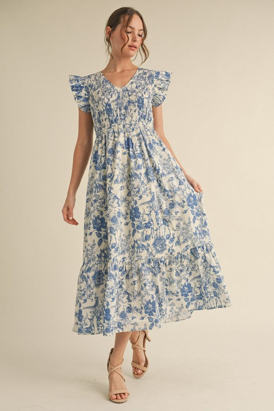 The Lulu Floral Dress in Blue