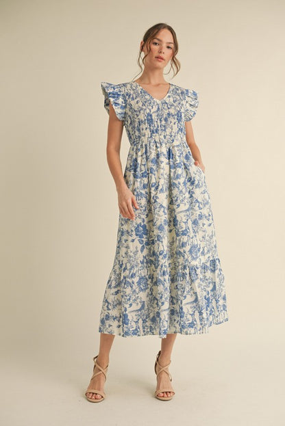 The Lulu Floral Dress in Blue