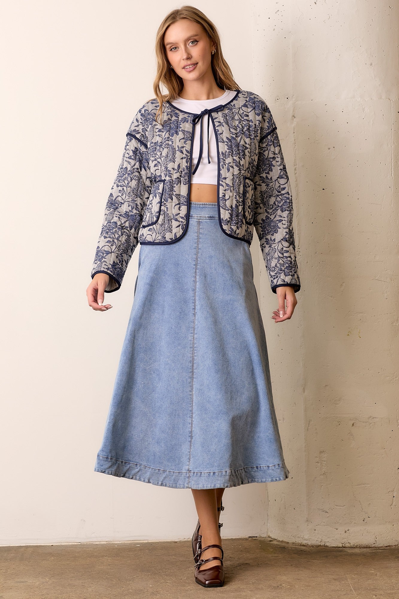 The Umi Midi Skirt in Denim