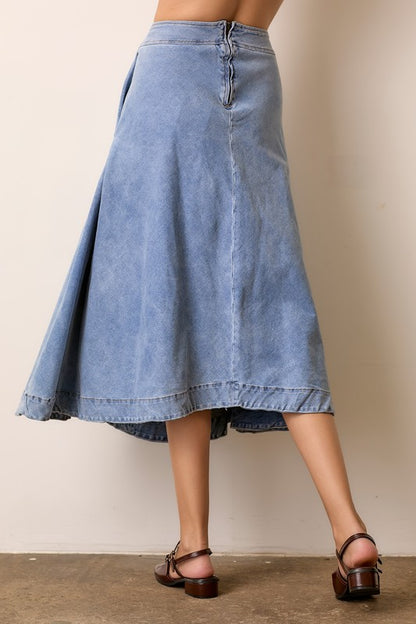 The Umi Midi Skirt in Denim