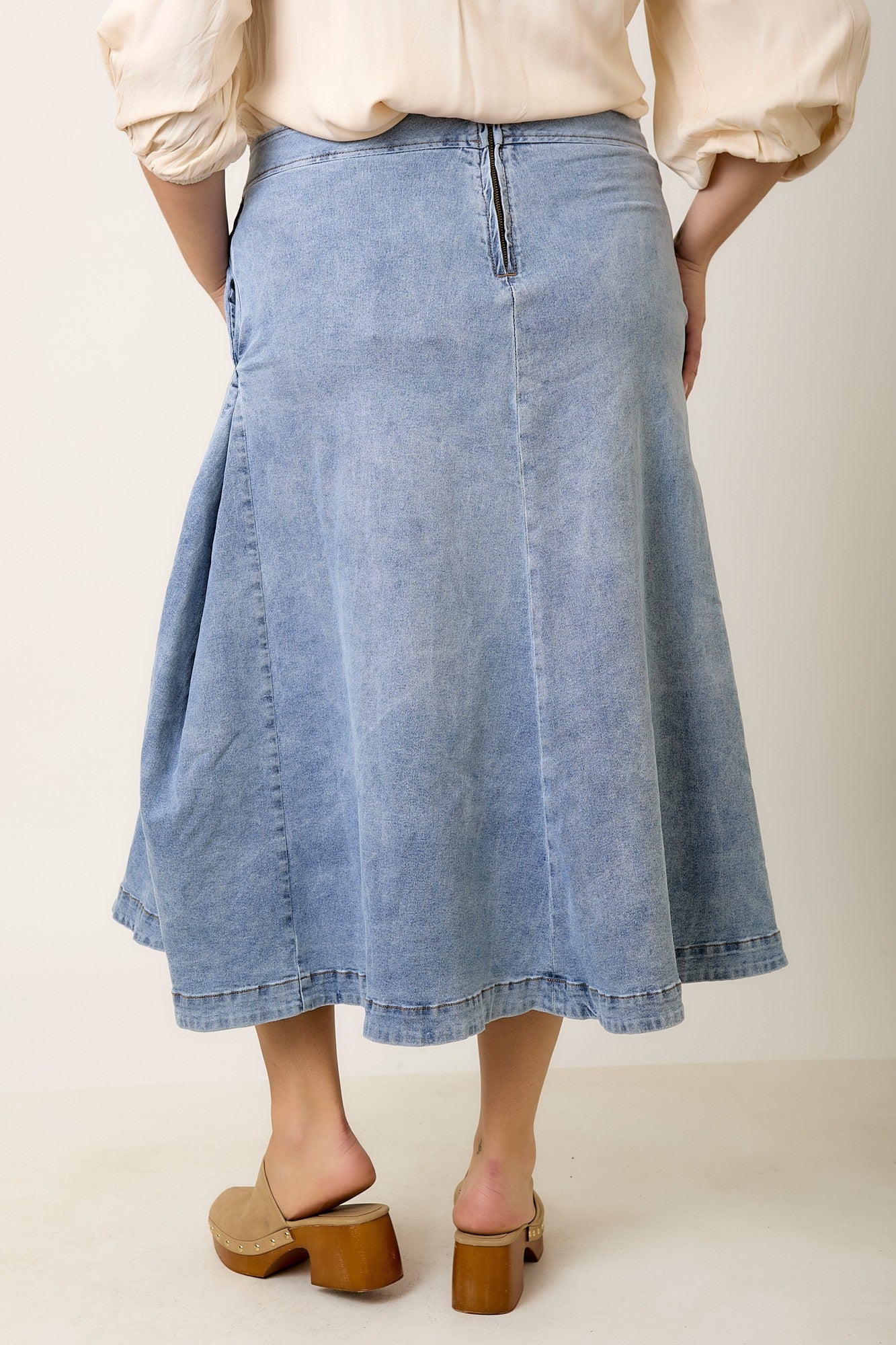 The Umi Midi Skirt in Denim