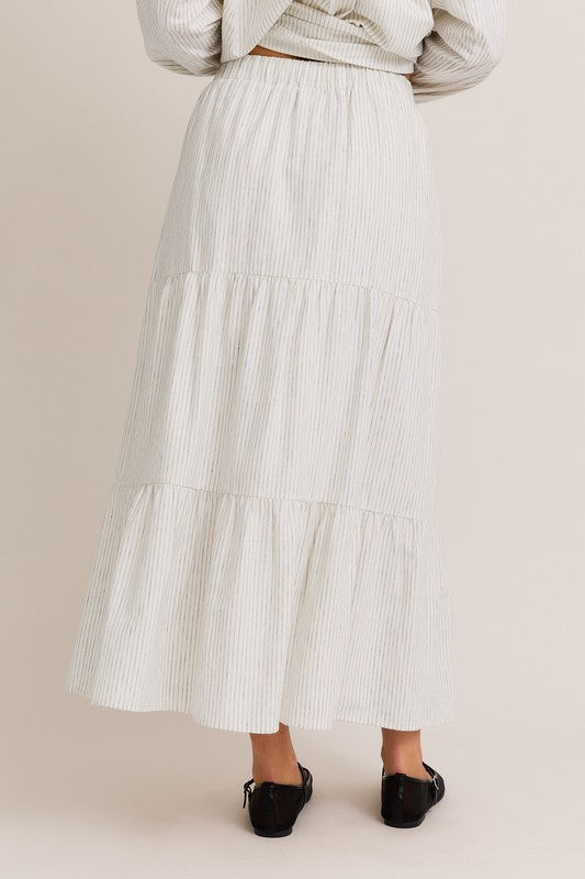 The Ines Striped Linen Skirt