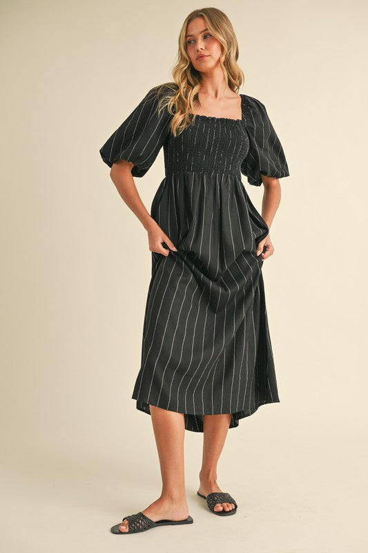 The Tilda Striped Dress in Black