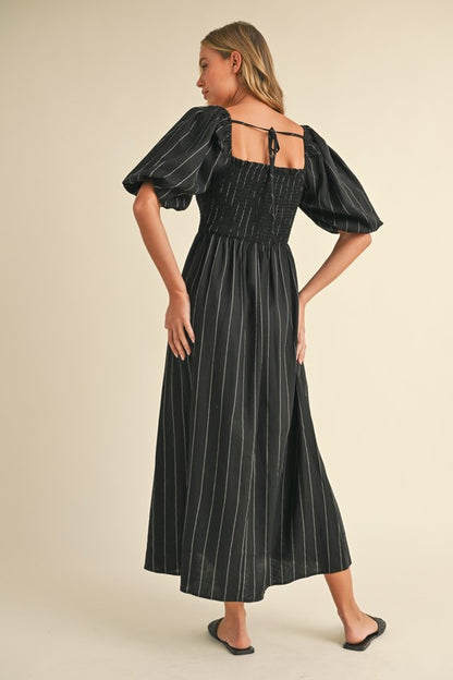 The Tilda Striped Dress in Black