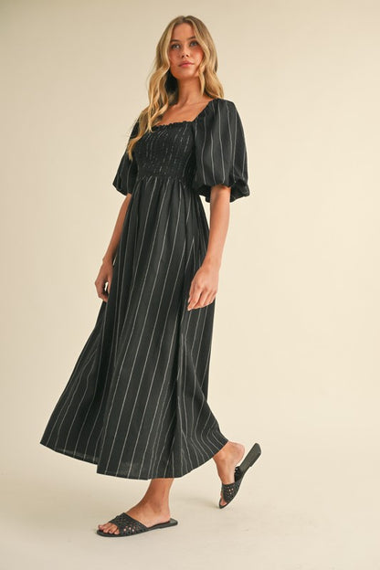 The Tilda Striped Dress in Black