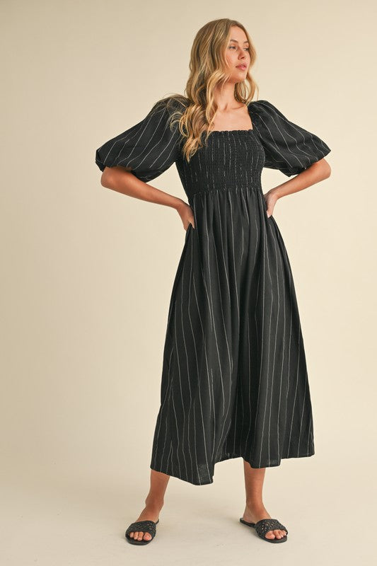 The Tilda Striped Dress in Black