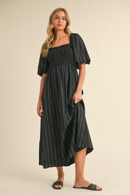 The Tilda Striped Dress in Black