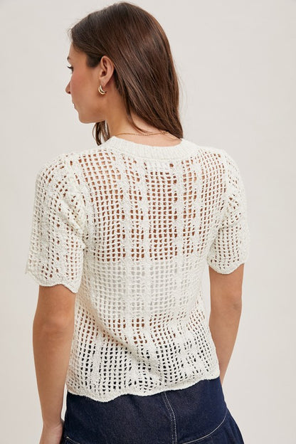 The Elowen Floral Embroidered Button Down Top in Cream