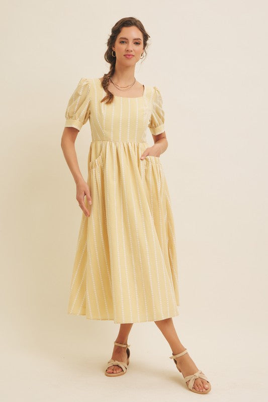 The Drew Gingham Dress in Sunflower Yellow