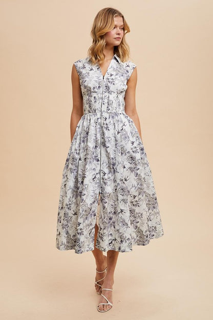 The Maeve Floral Dress in Stone