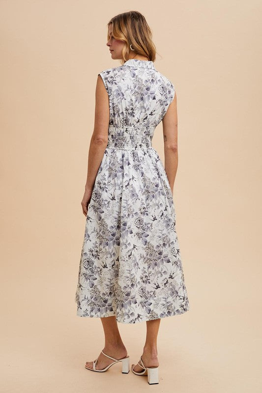 The Maeve Floral Dress in Stone