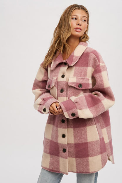 The Eliza Oversized Plaid Coat in Mauve