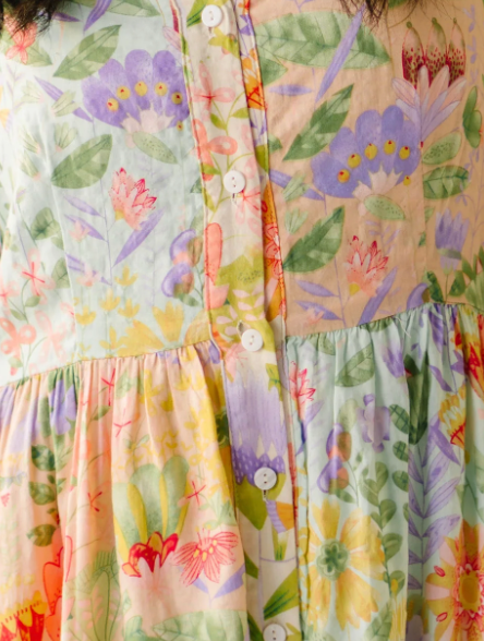 The Birdie Floral Midi Dress in Garden Dream