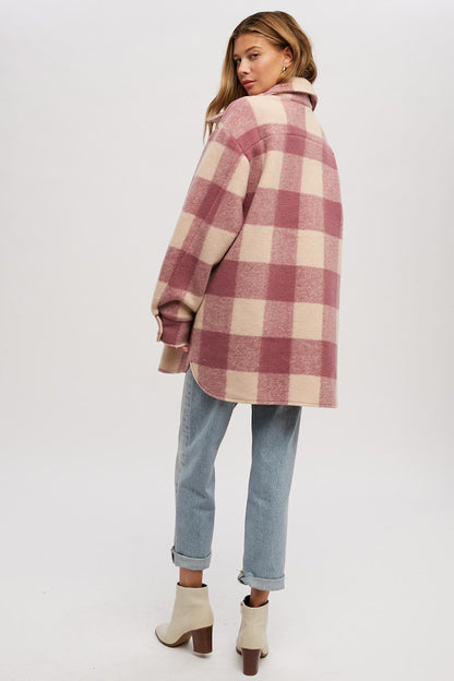 The Eliza Oversized Plaid Coat in Mauve